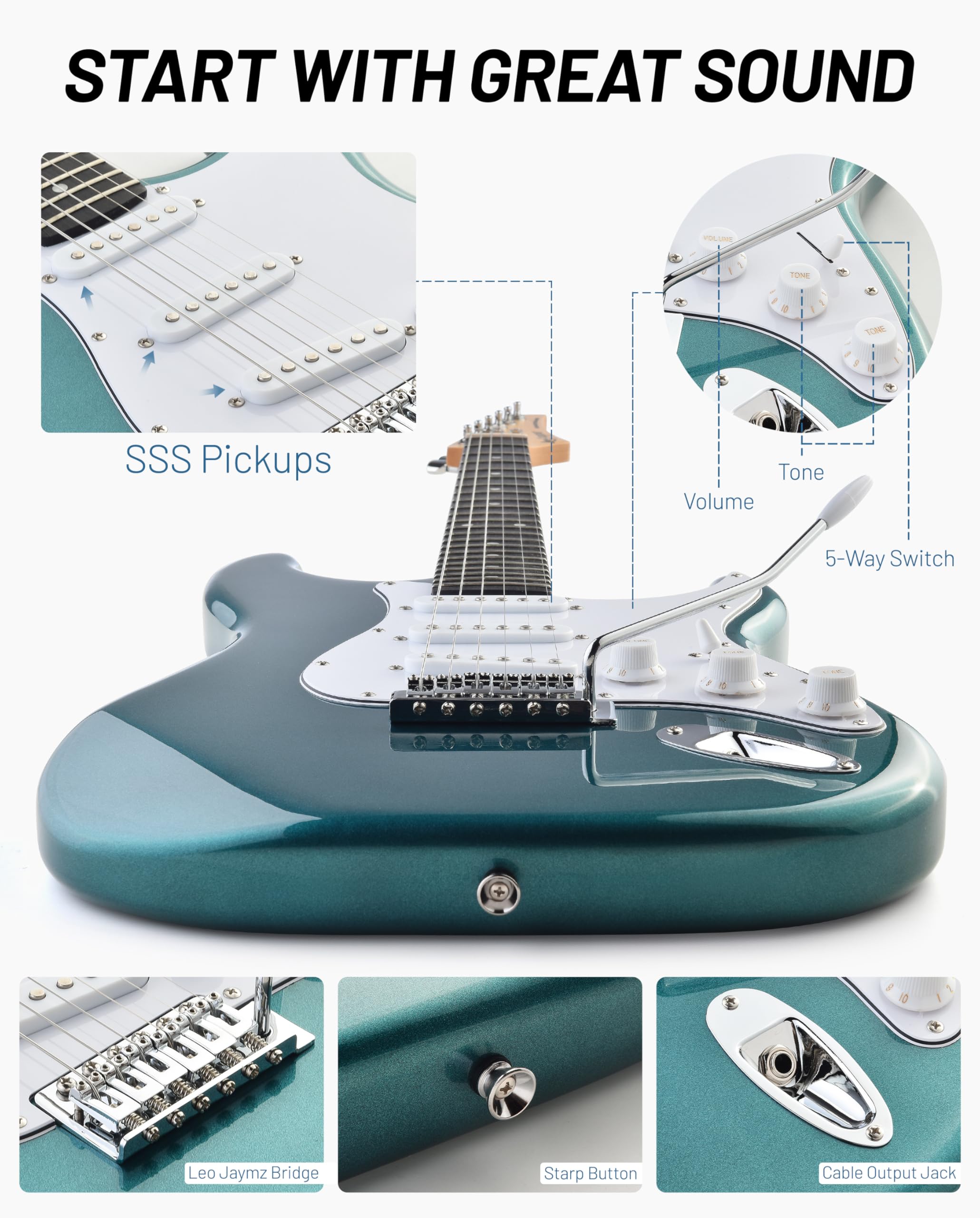 Leo Jaymz Beginner Electric Guitar 39” Kit with Portable Amplifier